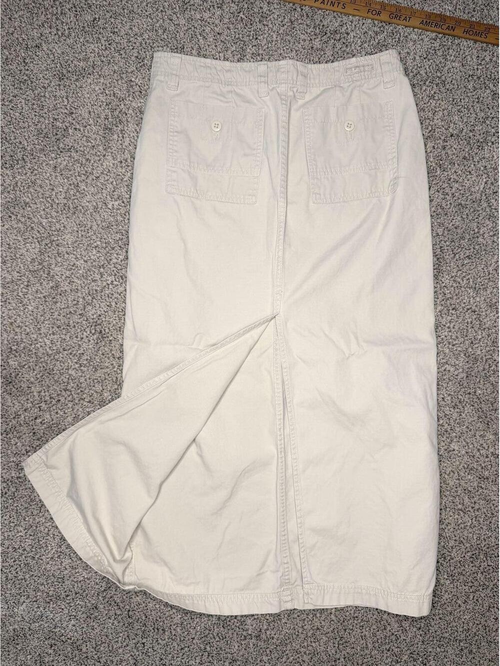 Vintage bkle Y2K Khaki Long Skirt with Back Pockets and Back Slit